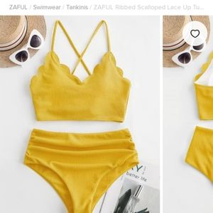 Yellow scalloped edge bikini